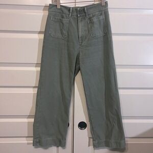 Marine Layer Love Me Tender Wide Leg‎ Crop Pants in Sage Green, Women's Size 8